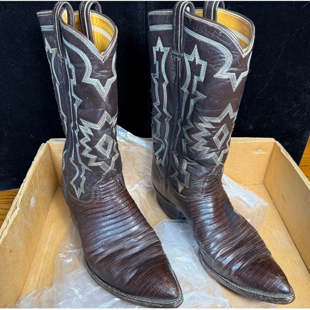 Tony Lama Gold Label Teju Lizard Cowboy Boots, 808455, Mens 9.5 D, In Box